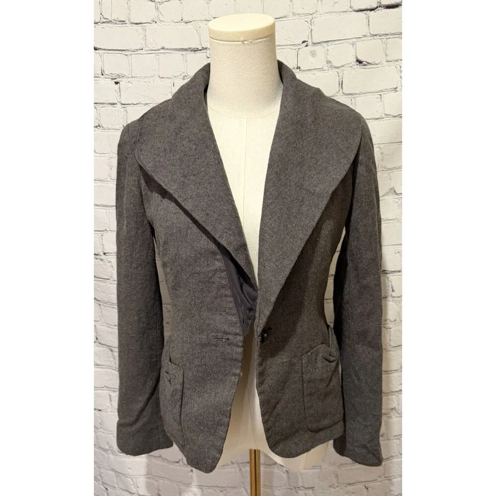 TALBOTS Women’s Gray Blazer Jacker Wool Blend Suit Business Size 2